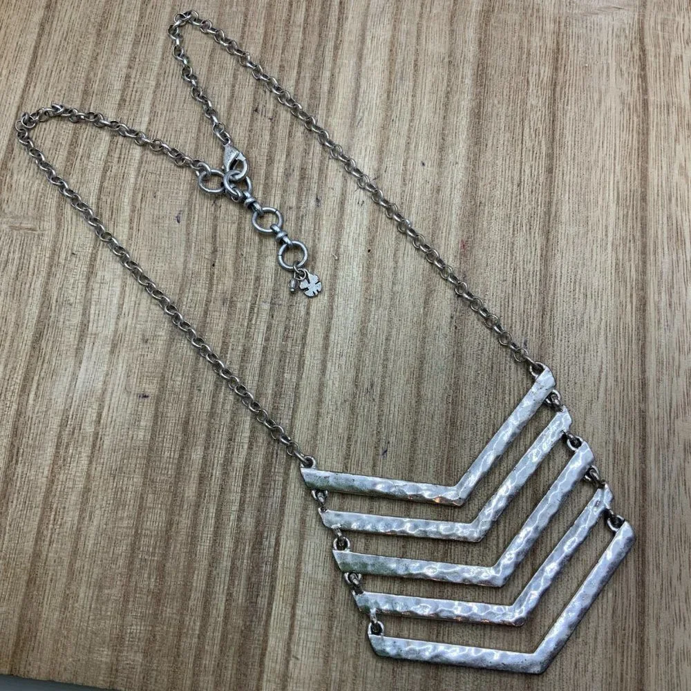 Lucky Brand Silver Tone Chevron Chain Necklace